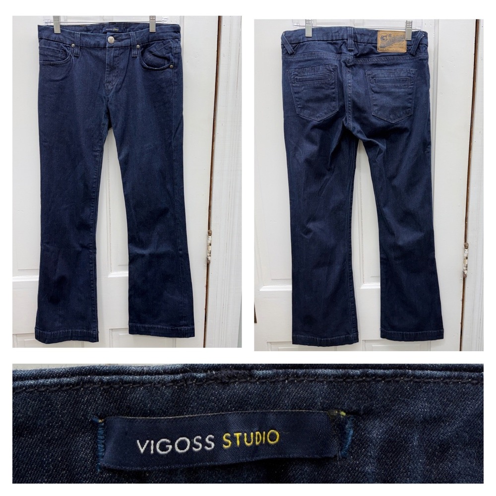 Vigoss Studio Womens 11 12 x 31 Dark Wash Boot Cut Denim Jeans Trousers P7389A